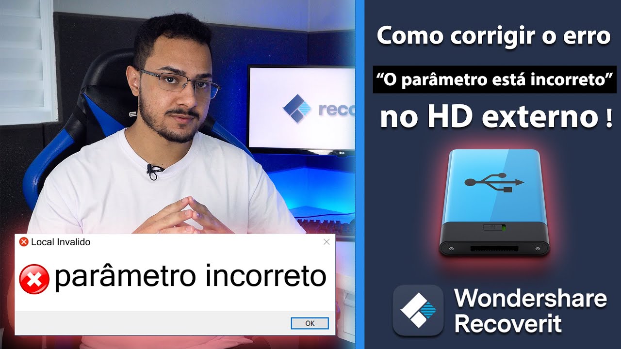 Como corrigir o erro “O parâmetro está incorreto” em HD externo no Windows? | Wondershare Recoverit