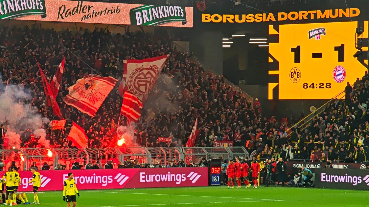 Bayern G&auml;steblock beim 1-1 Tor Musiala in Dortmund | BVB vs. FCB | Bundesliga November 2024