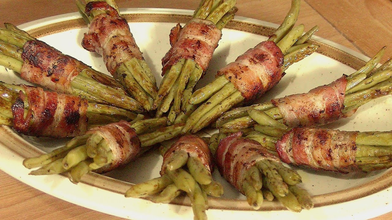 Green Beans wrapped in Bacon Jacket Boehnchen im Speckmantel every day German cooking Video recipe