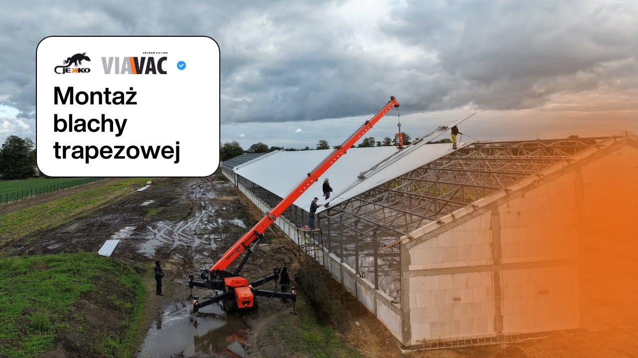 Szybki montaż blachy trapezowej | mini żuraw w akcji