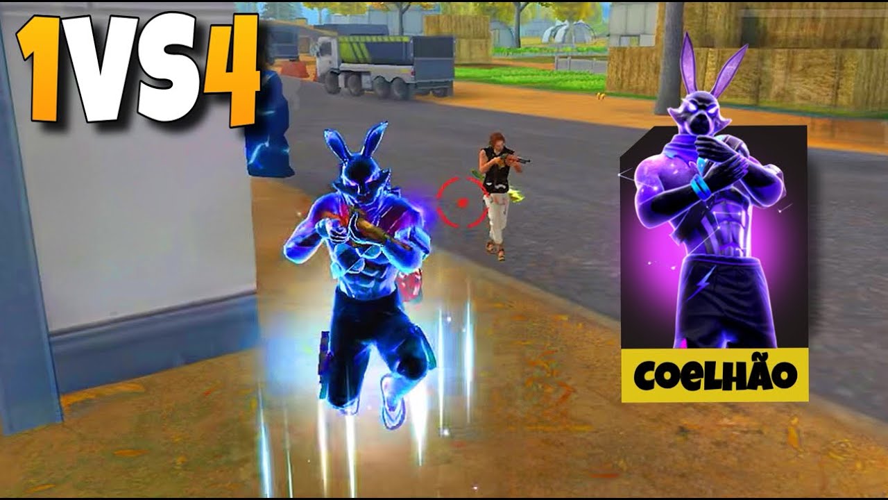 A MELHOR SKIN DO FREE FIRE! COELHÃO GALÁTICO NO SOLO VS SQUAD!! FREE FIRE MOBILE