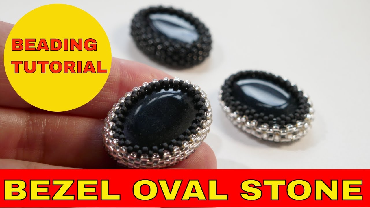 How to bezel an oval stone with seed beads in RAW and peyote technique