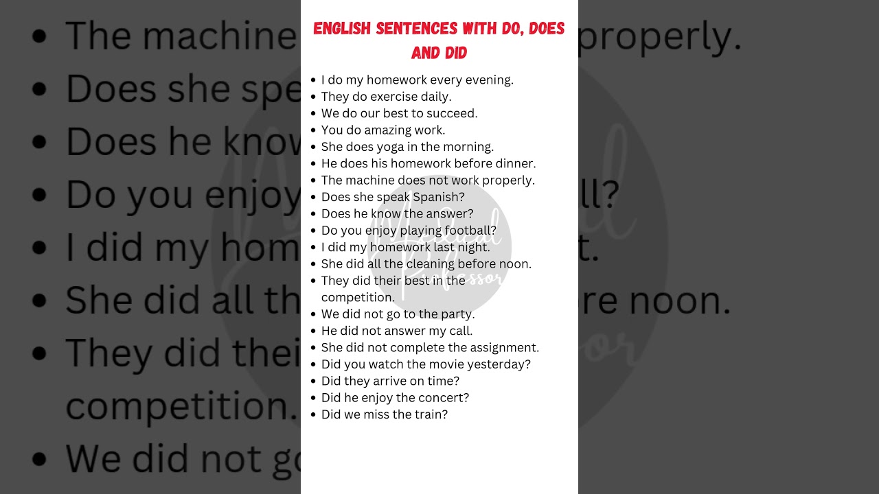 Do, Does, & Did Sentences | Learn English Grammar with Examples!