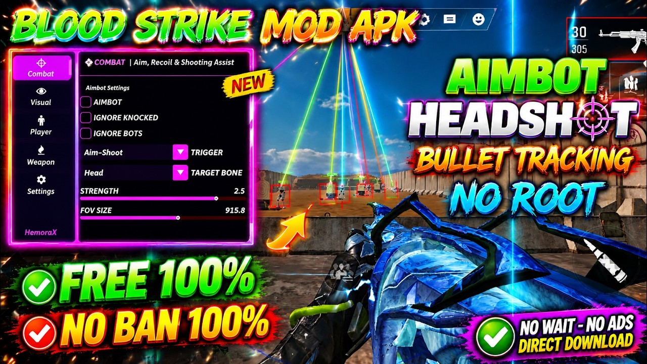 Mod Menu Blood Strike Injector | Blood strike Cheat Vip Free Version 108.0 | Blood strike Mod Apk