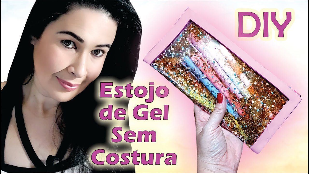 Diy estojo de E.V.A. sem costura com gel e gliter | #120