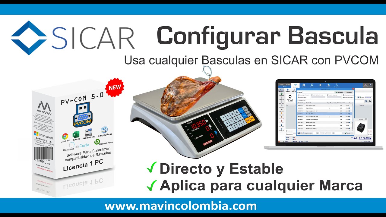 Configurar y vender por Bascula SICAR, Basculas POS, TPV, PDV, usa cualquier bascula en SICAR PVCOM