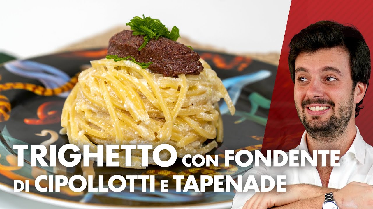 Trighetto con fondente di cipollotti e tapenade *STELLARE*