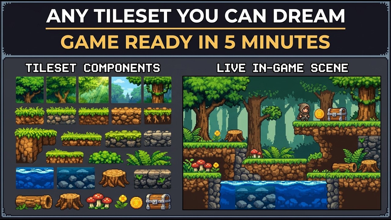 AI Powered Tileset Generator for any Engine (Unity, Gamemaker, Godot, Unreal & More)