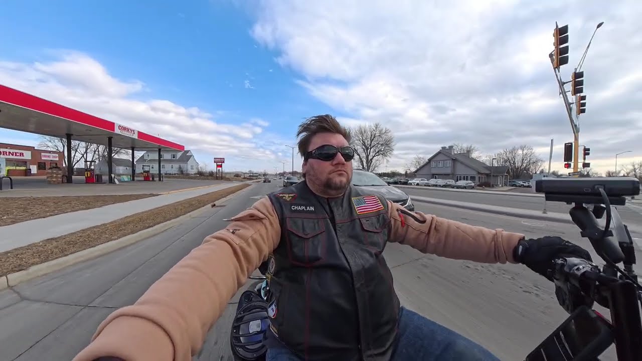 short cruise in February on an Indian roadmaster in Feburary, in Minnesota