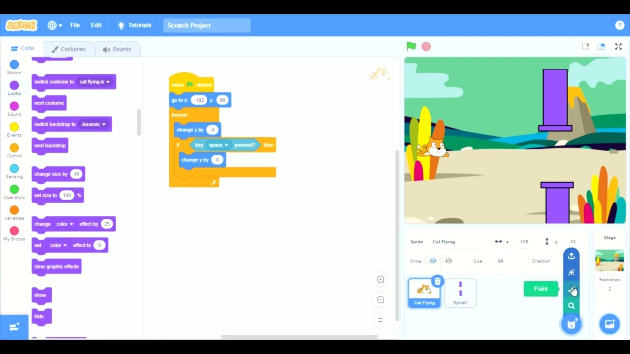 Cara Sederhana Membuat Game Cat Flying Pada Aplikasi #scratch