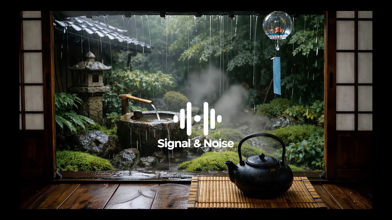 Rainy Japanese Tea House 🍵 Zen Garden & Wind Chimes [Meditation & Study Ambience]