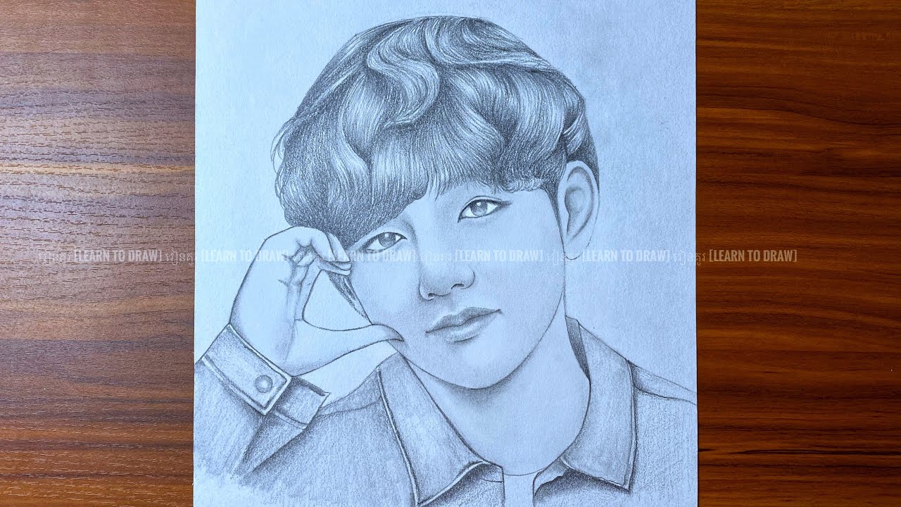 How to draw V BTS | Kim taehyung drawing tutorials for beginners step-step | pencil sketch | រៀនគូរ