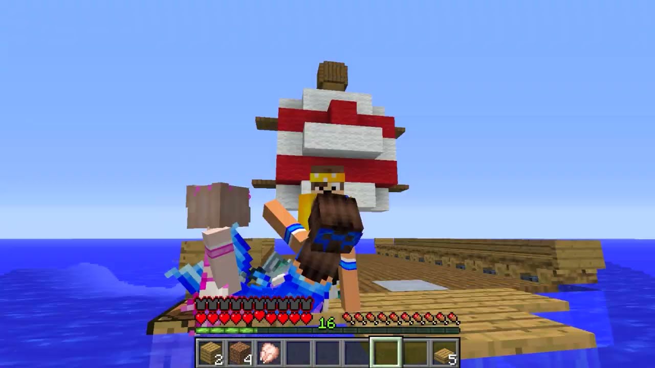 PRESO em APENAS UMA JANGADA com DUAS SEREIAS no Minecraft