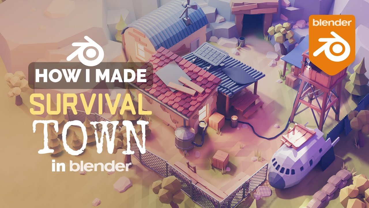 Survival Low Poly Town in Blender - 3D Modeling Process | Polygon Runway