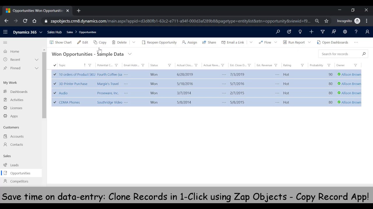 Clone Records in Dynamics 365 CE/CRM/Power Apps - Bulk Copy feature