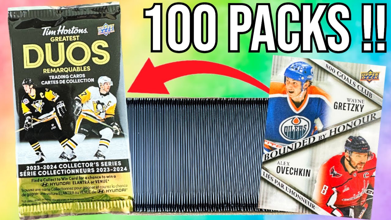 Opening 100 PACKS of 2023-24 Upper Deck Tim Hortons Greatest Duos Hockey Cards (RARE PULLS!)