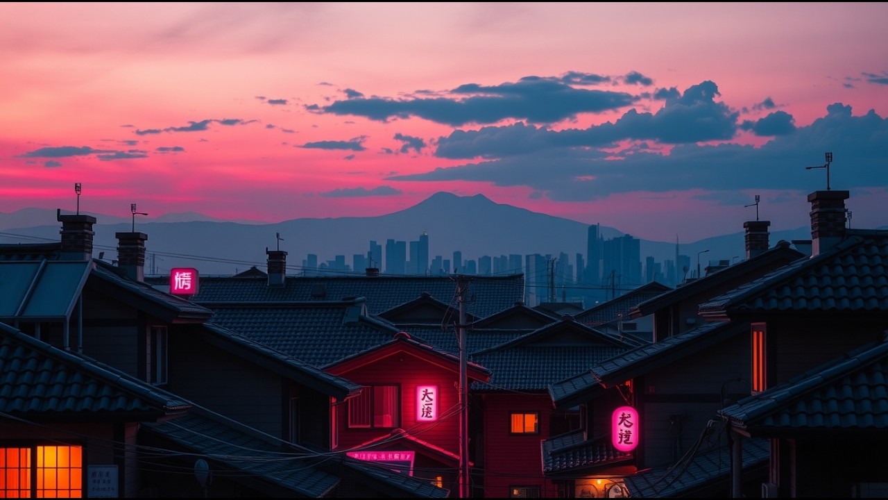 Rain Drifting Through a Sleeping Japanese Town 🌙 Lofi Hip Hop Beats for Study & Sleep