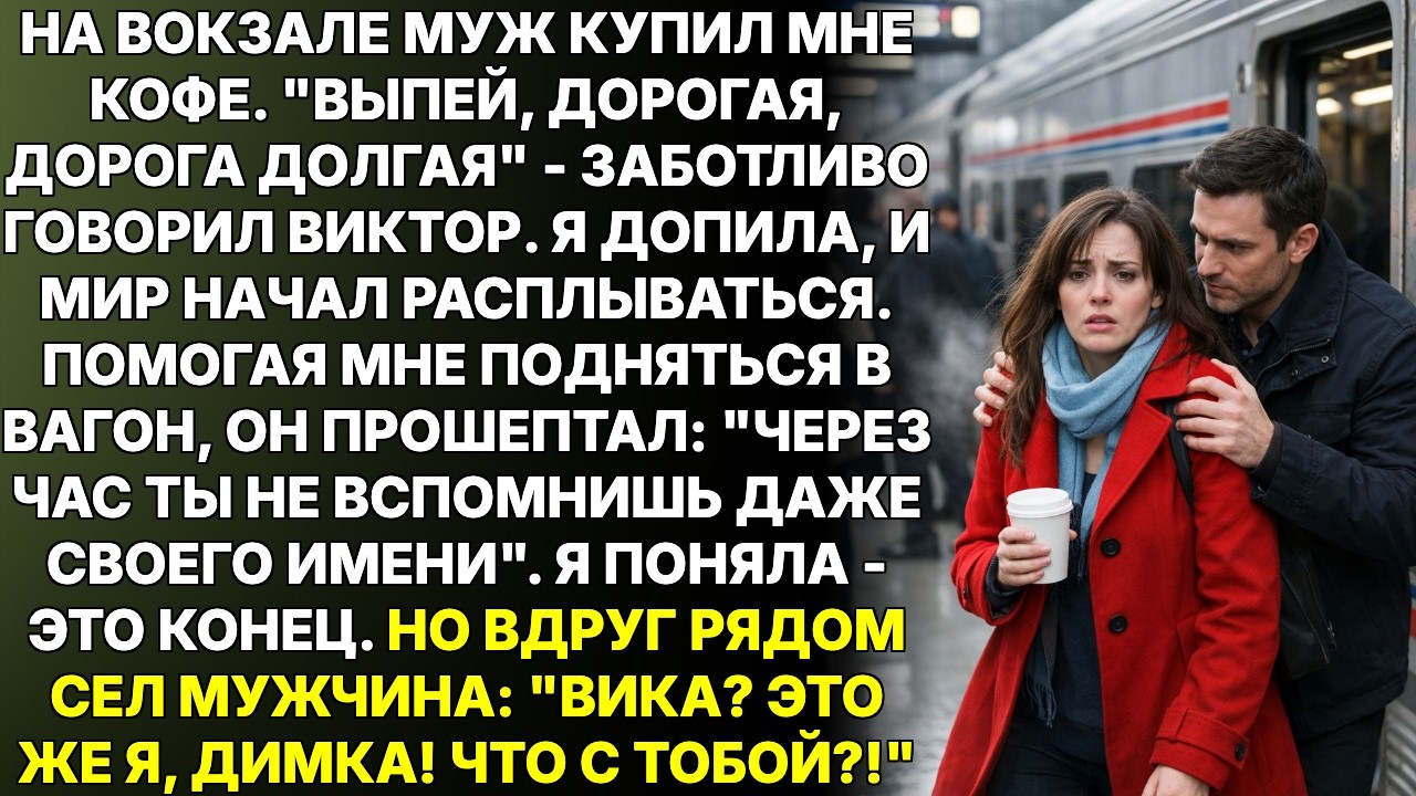 На вокзале муж купил мне кофе. 