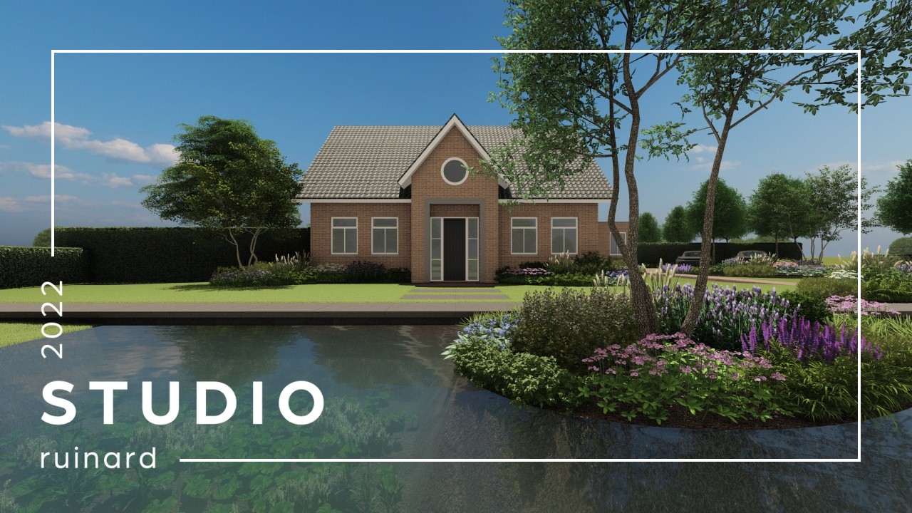Studio Ruinard | 3D Tuinontwerp | Garden Estate | Landelijke tuin met vijver en modern zwembad