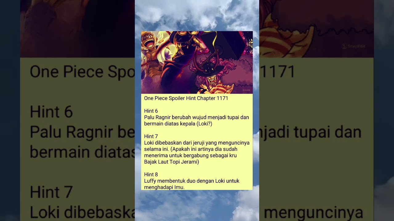 Spoiler One piece chapter 1171⁉️ Hint 6 
