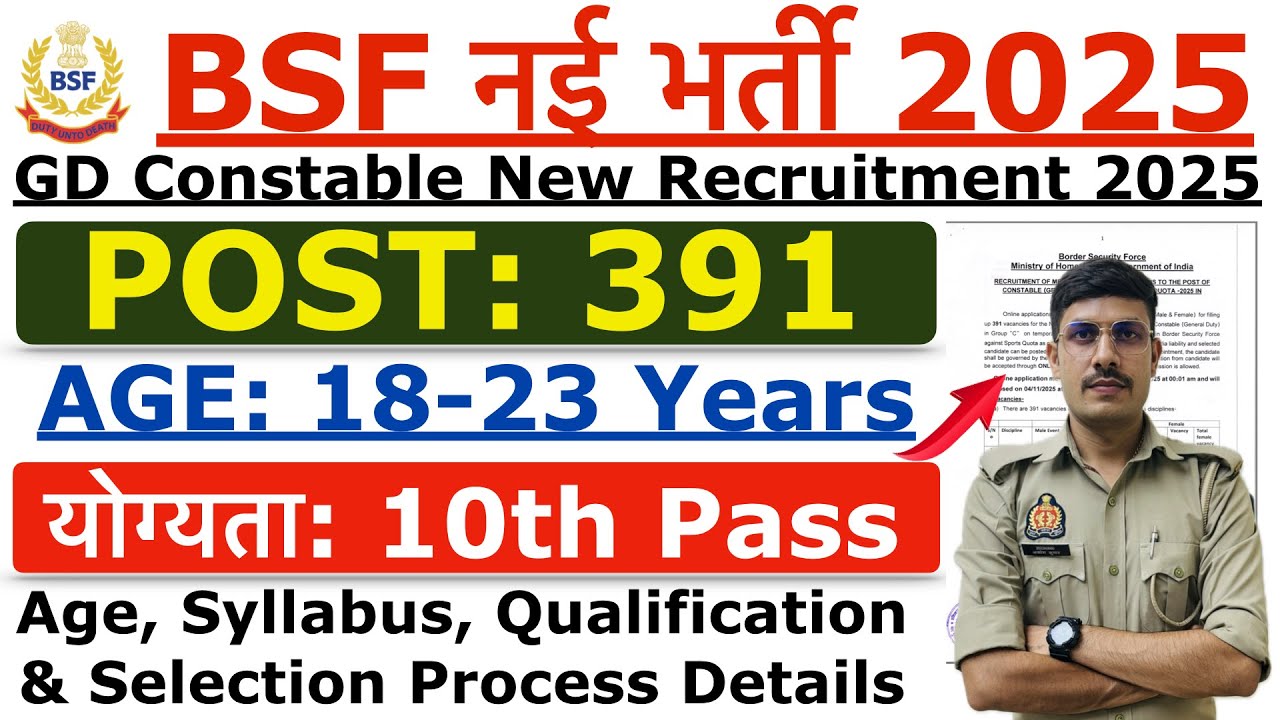 BSF GD Constable Recruitment 2025 | BSF GD New Vacancy 2025 | Age, Syllabus & Qualification Details