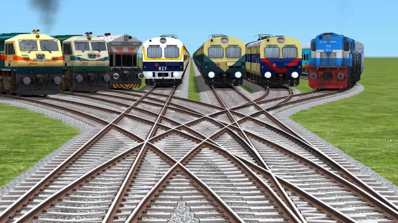 Already All Trains Crossing At Diamond Railroad Tracks |railways | bumpy tracks | railway games