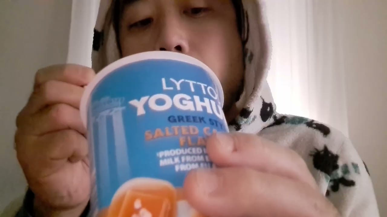 ASMR EATING SOUNDS - LYTTOS GREEK STYLE CARAMEL YOGHURT (NO TALKING)