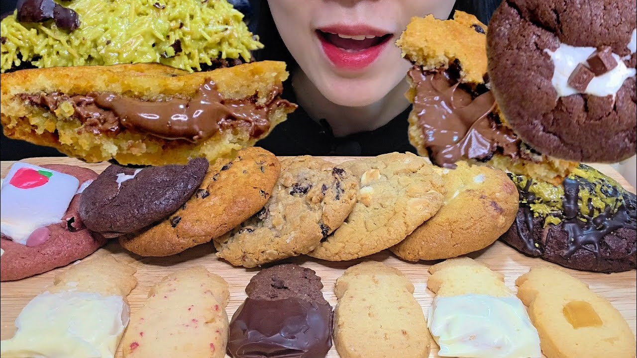 ASMR MUKBANG) 달콤바삭한 쿠키 종류별로 먹기! 서브웨이 쿠키,두바이쿠키,누텔라 초코칩 쿠키 최고! 🍪🍪✨️✨️