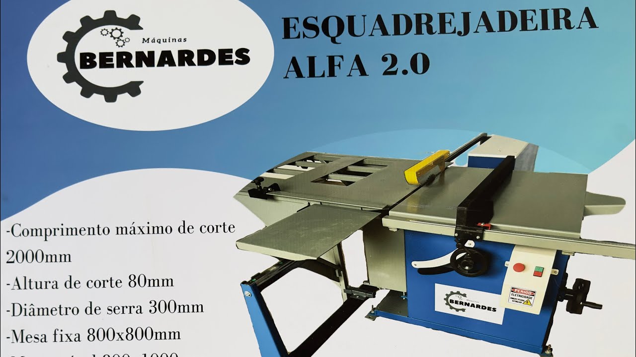 Esquadrejadeira Alfa 2.0 com eixo inclinável - máquinas Bernardes 