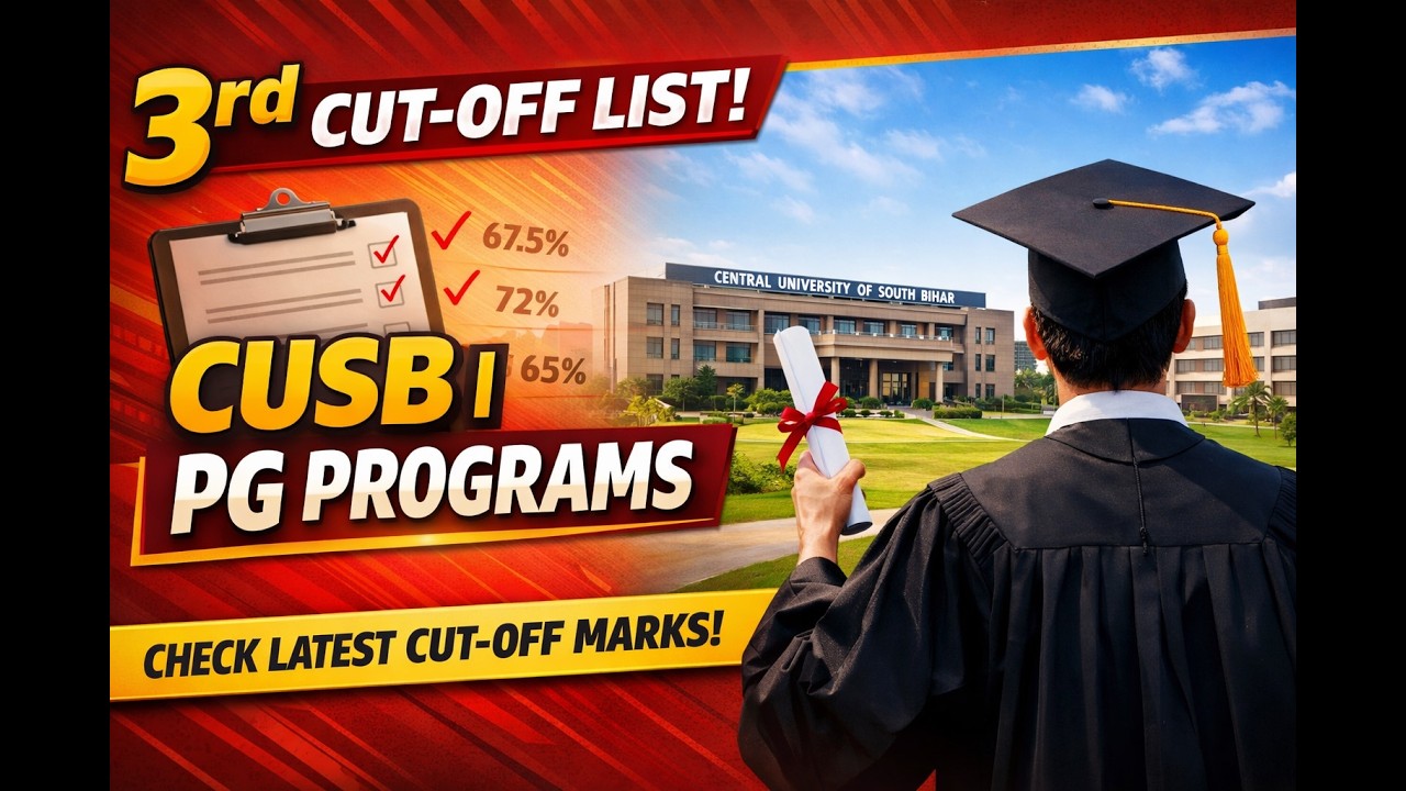 3rd Cutoff CUSB PG (Postgraduate) Programmes l CUET-2026