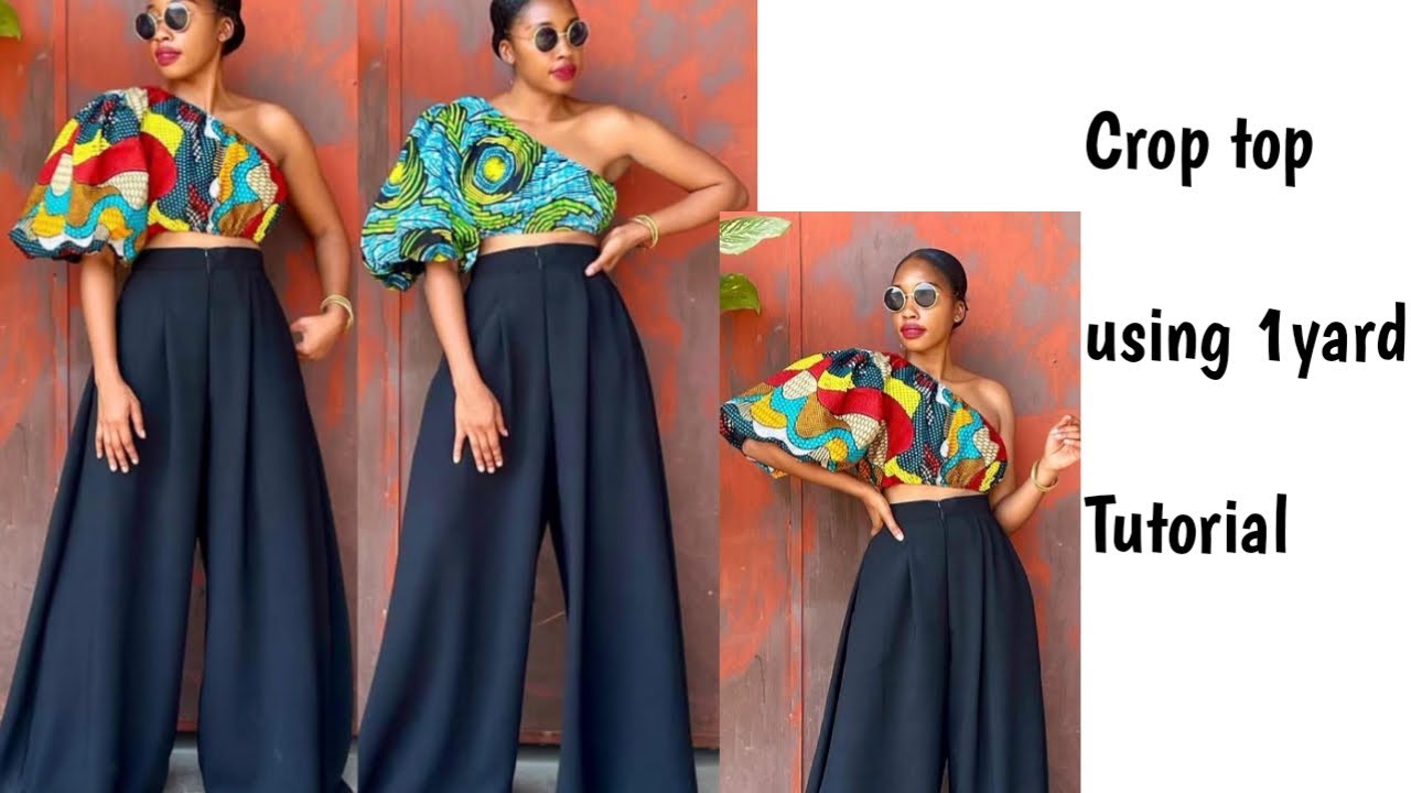 using 1 yard to make top/ HOW TO MAKE ONE SHOULDER CROP TOP WITH EXAGGERATED SLEEVE USING ONE YARD