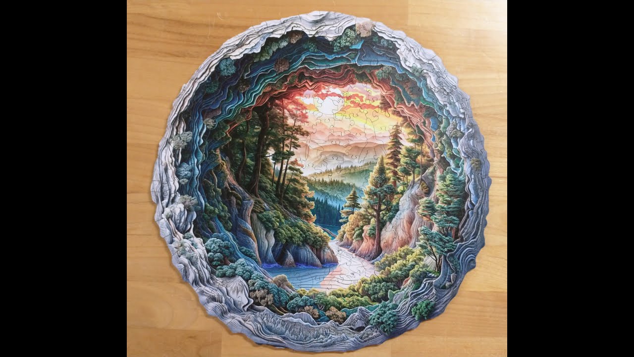 3D Cave Forest Jigsaw Puzzle Time-Lapse Assembly
