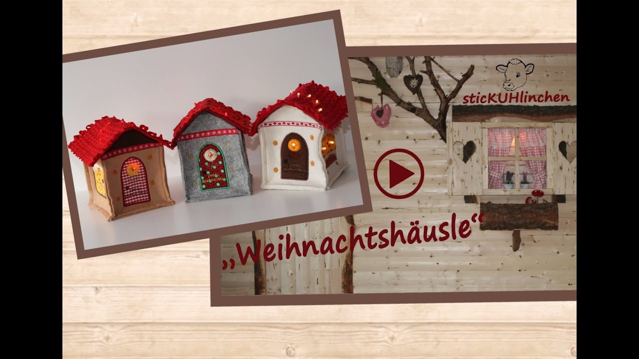 Weihnachtsh&auml;usle aus Filz und Beleuchtung mit kostenloser Videon&auml;hanleitung