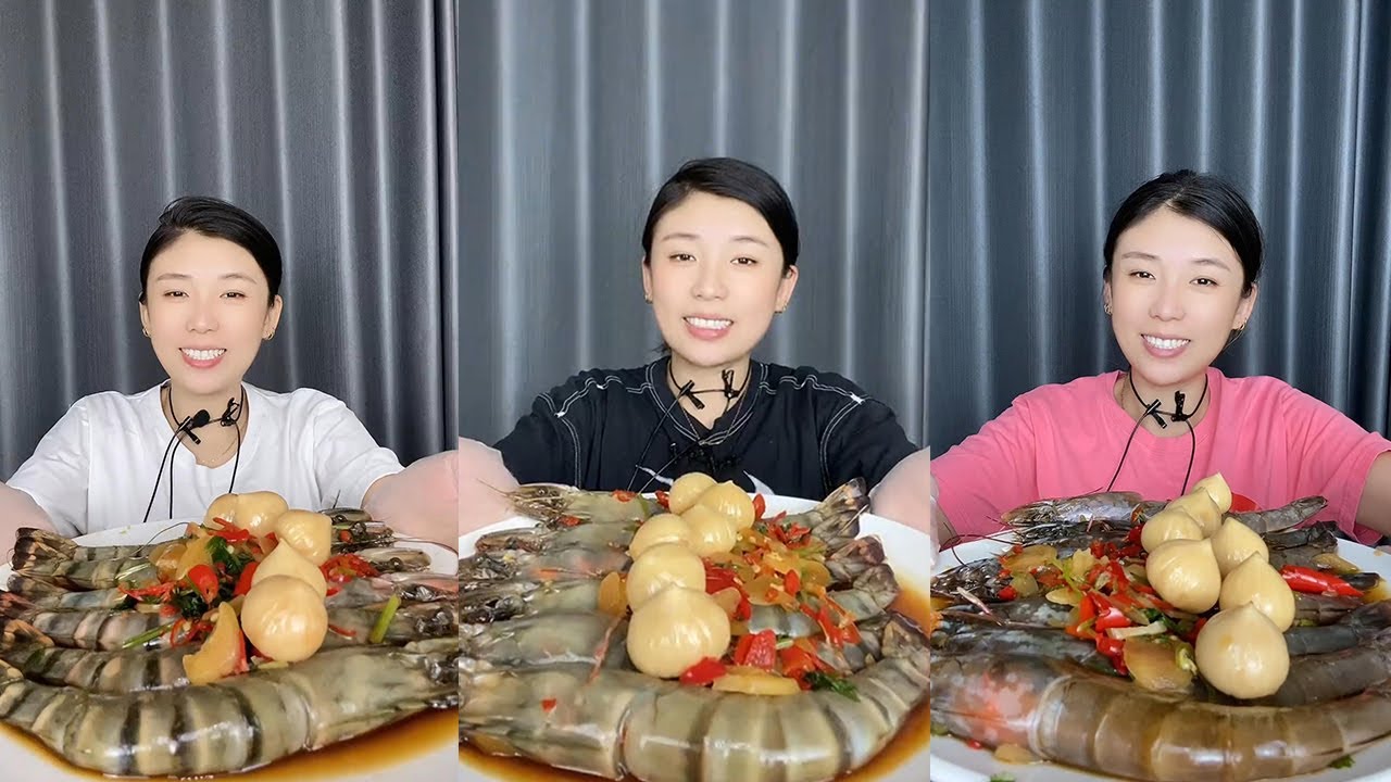 【XueYan Mukbang】Black Tiger Shrimp+Thai Shrimp🦐🧄#Seafood#sashimi#asmr