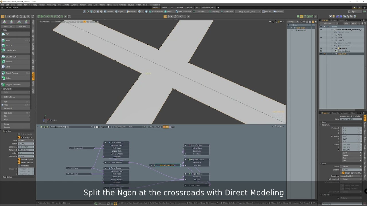 Curve base Procedural road lowPoly version
