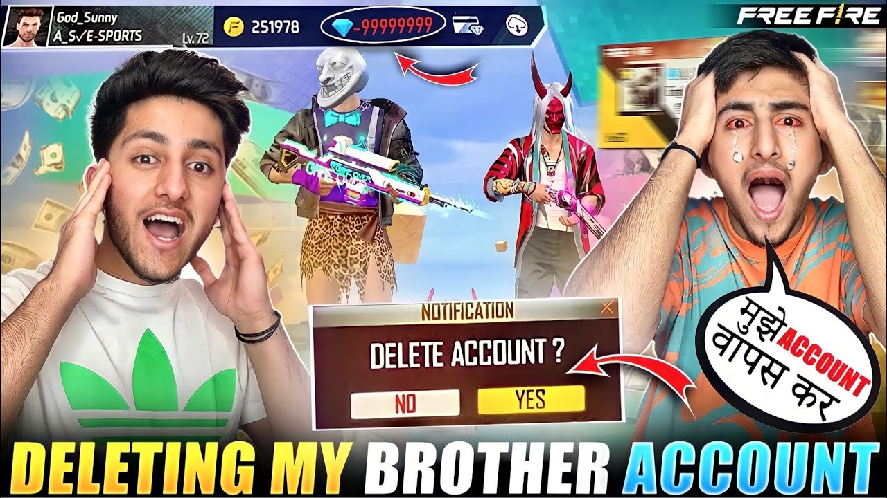 Deleting My Brother Free Fire Id Hack Prank 😂Wasting 10,000 Diamonds Funny Moment - Garena Free Fire
