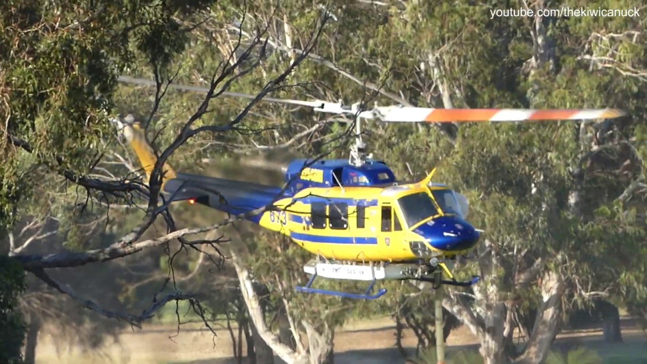 4 Helicopters Refilling at Bushfire Emergency in Yanchep W.A. - 13 Dec 2019