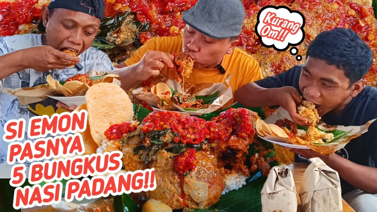 LUAR BIASA,,PORSI MUKBANG NASI PADANG SI EMON!!HARUS SEGINI BIAR PAS DILAMBUNG!!