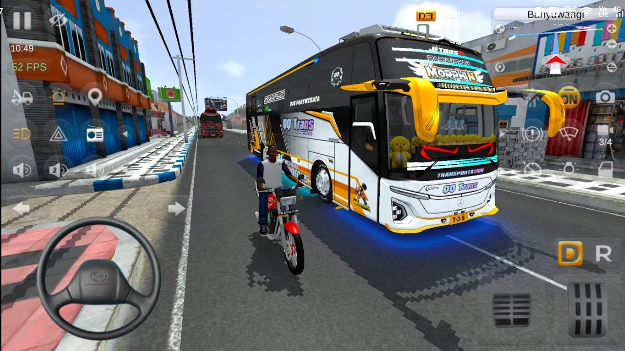 BUS MORPHIN QQ TRANS Berpapasan Motor | BUSSID Realistic Gameplay