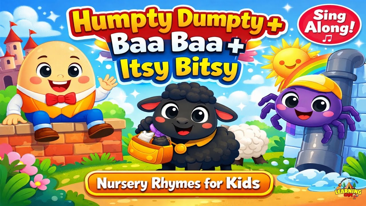 Humpty Dumpty + Baa Baa Black Sheep + Itsy Bitsy Spider | Nursery Rhymes & Kids Songs