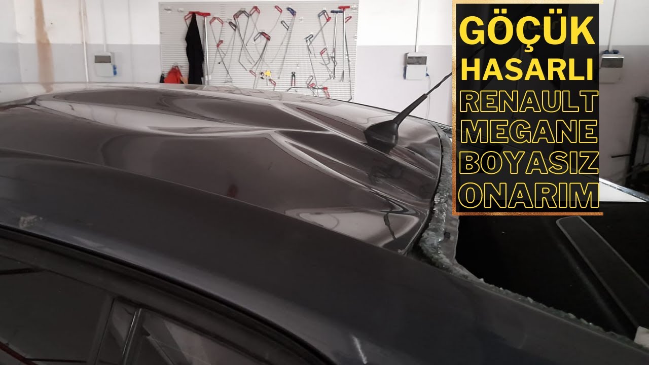 Göçük Hasarlı Renault Megane Boyasız Onarım Uygulaması (Renault Megane Paintless Repair)