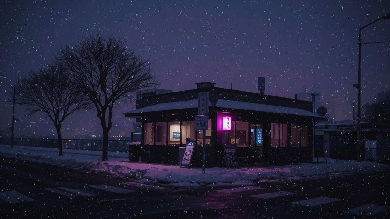 Late Night Tokyo Coffee ☕ Snowy Streets & Cozy Winter Vibes