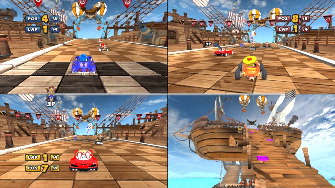 Sonic & Sega all Star Racing more 3 player split screen fun