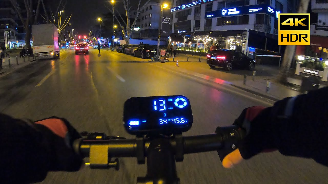 Navee N65 Electric Scooter - Istanbul Kadıköy Night Ride (Environment Sound Only) 4K