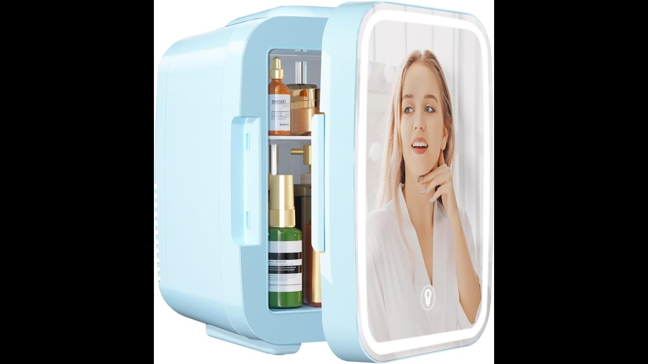YASHE Mini Fridge with LED Mirror Review - Pros & Cons - YASHE mini skincare fridge