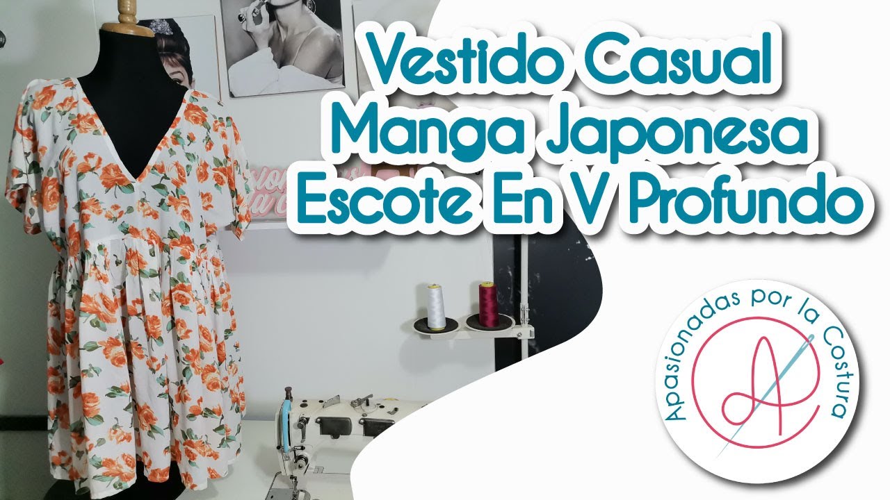 Vestido manga japonesa y escote en V profundo
