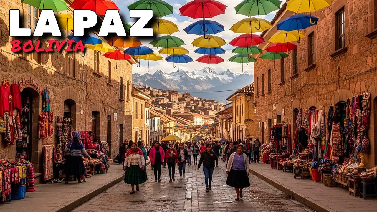 Paseo por La Paz, Bolivia 4K Calles de la ciudad, mercados y vistas de los Andes