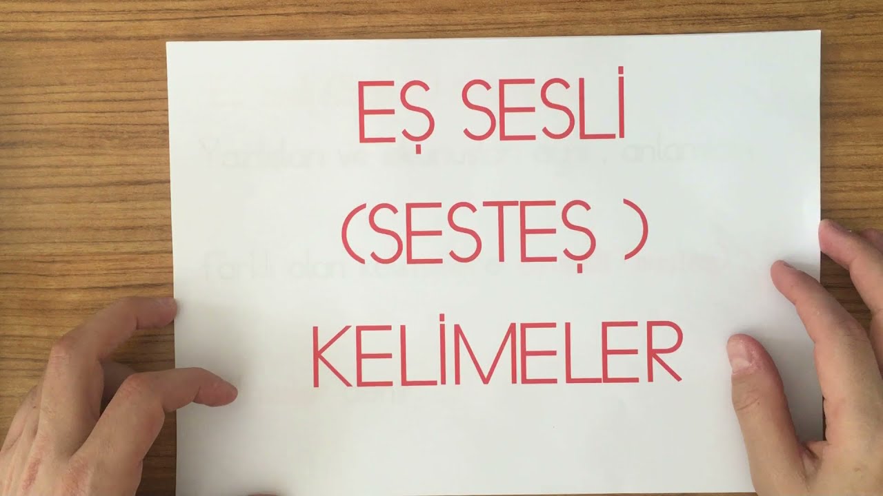 EŞ SESLİ (SESTEŞ) KELİMELER KONU ANLATIMI