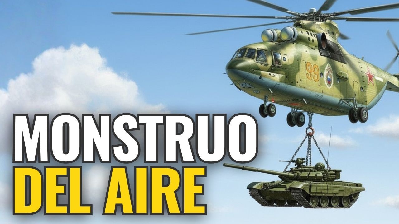 PODER AÉREO RUSO con el helicóptero Mil Mi-26 transporta TANQUES