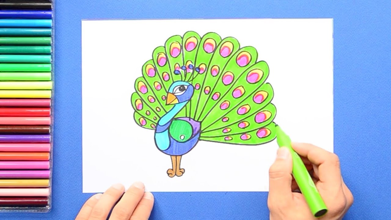 How to draw a Peacock - National Bird of India